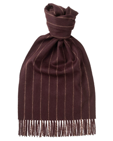 Joshua Ellis Red X Fudge Classic Stripe Brushed Cashmere Scarf